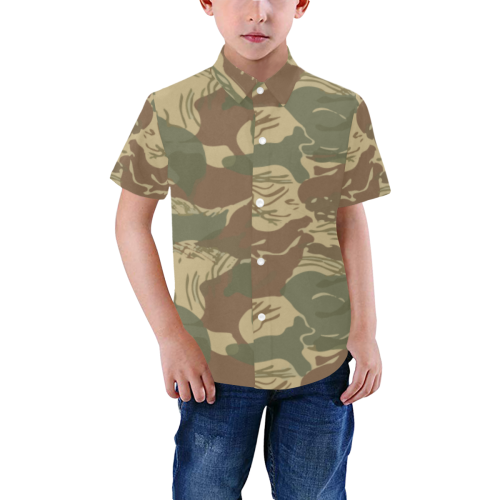 rhodesian brushstroke camouflage Boys' All Over Print Short Sleeve Shirt (Model T59)