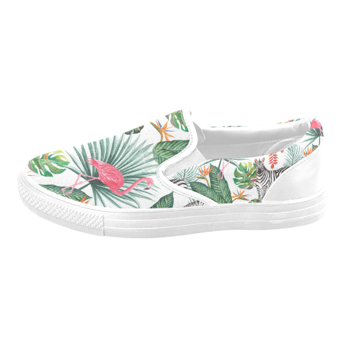Awesome Flamingo And Zebra Slip-on Canvas Shoes for Men/Large Size (Model 019)