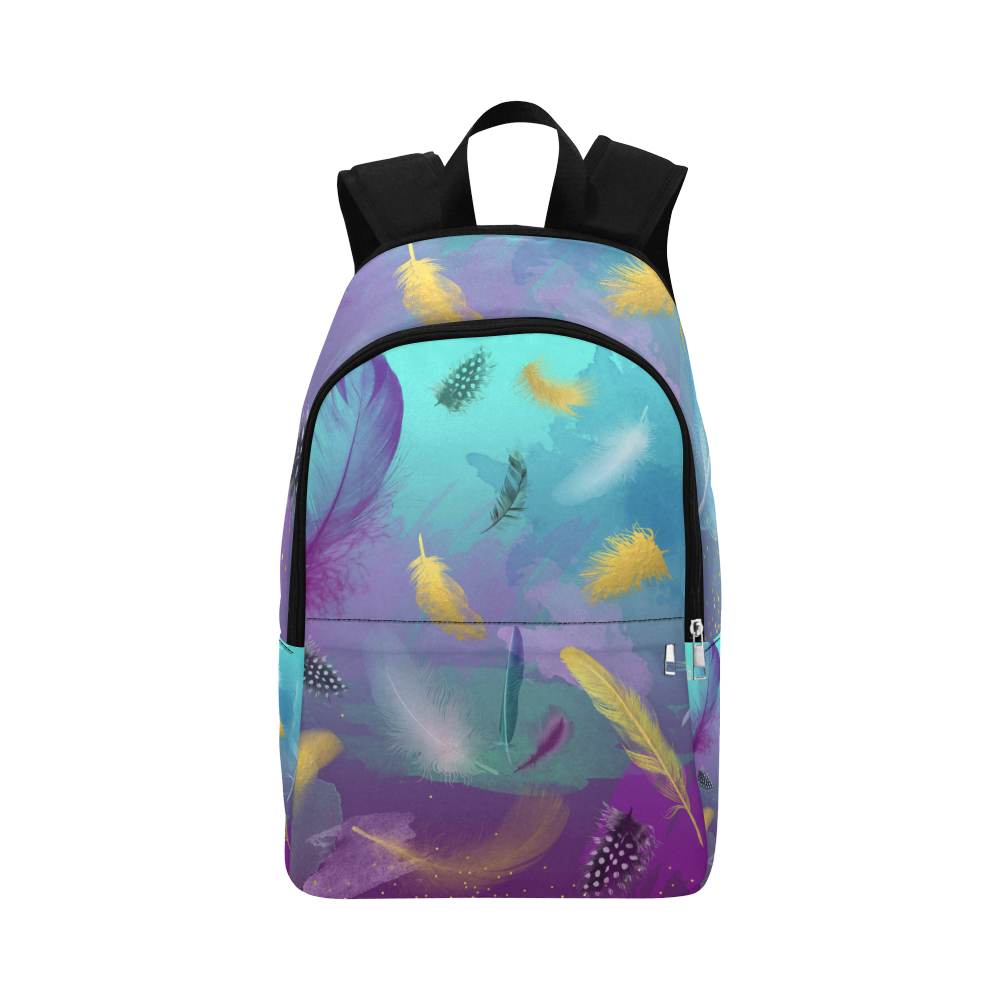 Dancing Feathers - Turquoise and Purple Fabric Backpack for Adult (Model 1659)
