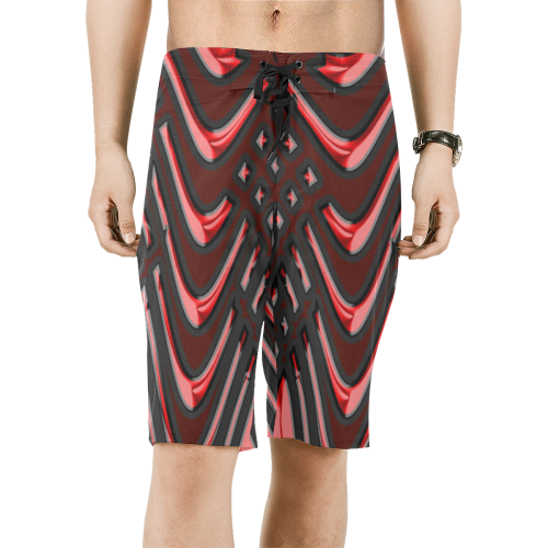 abstract red blades Men's All Over Print Board Shorts (Model L16)