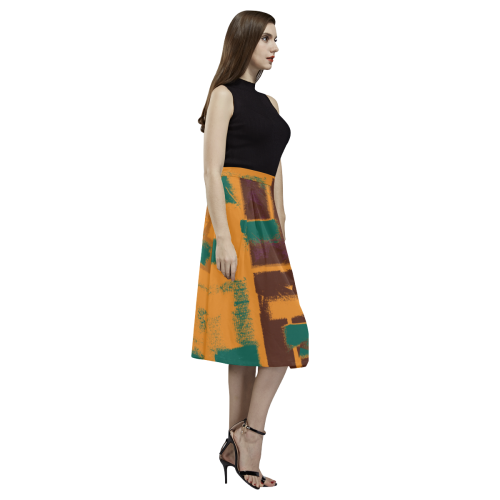 Orange texture Aoede Crepe Skirt (Model D16)