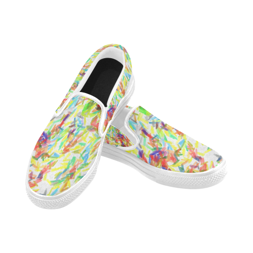 Colorful brush strokes Men's Unusual Slip-on Canvas Shoes (Model 019)