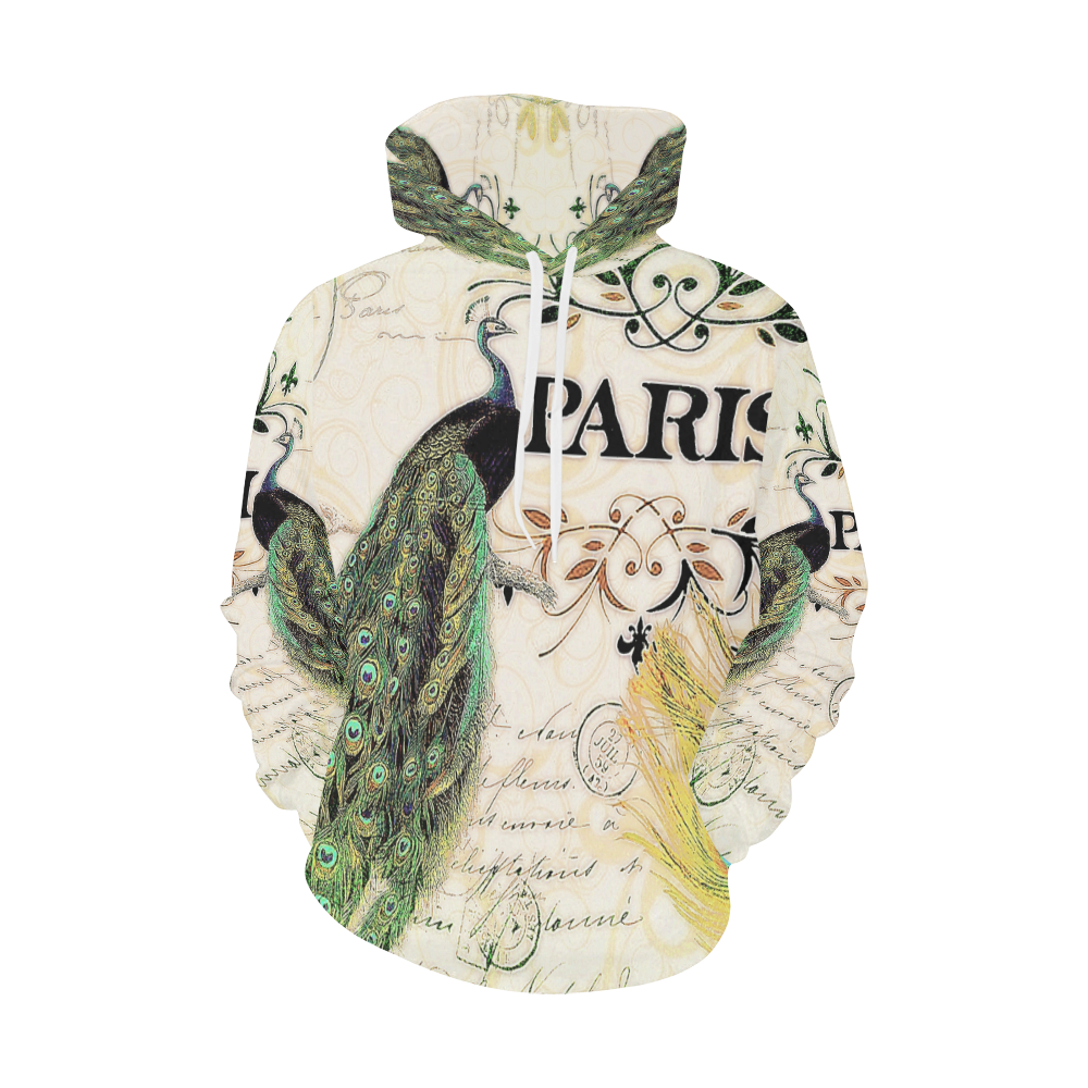 Paris Peacock All Over Print Hoodie for Men/Large Size (USA Size) (Model H13)