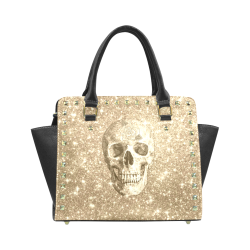 Modern sparkling Skull  by JamColors Rivet Shoulder Handbag (Model 1645)