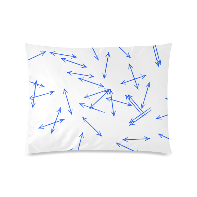Arrows Every Direction Blue on White Custom Zippered Pillow Case 20"x26"(Twin Sides)