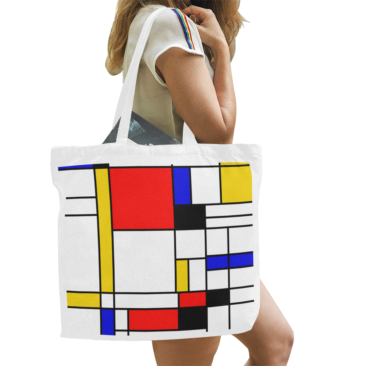 Bauhouse Composition Mondrian Style Canvas Tote Bag/Large (Model 1702)