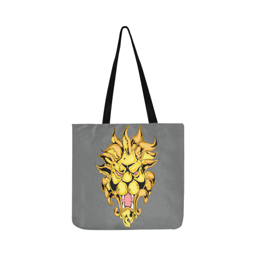Gold Metallic Lion Grey Reusable Shopping Bag Model 1660 (Two sides)