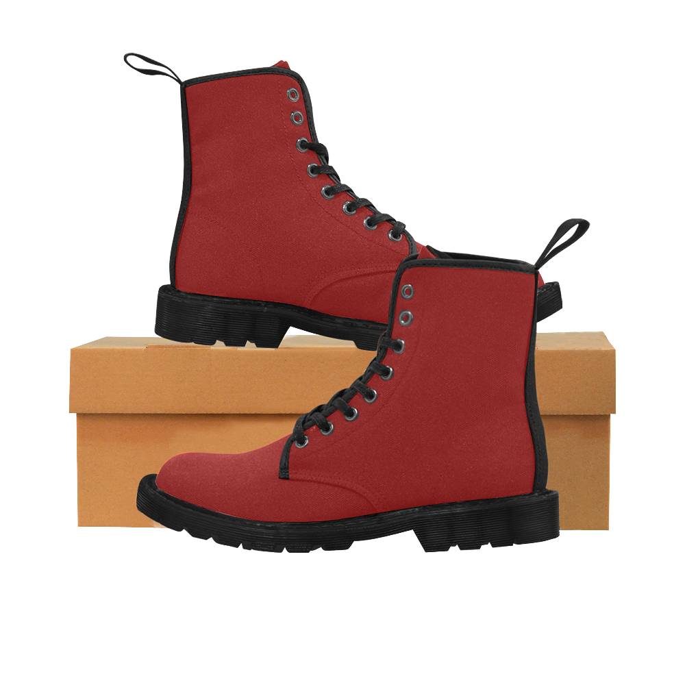 Dark Red and Black Martin Boots for Men (Black) (Model 1203H)