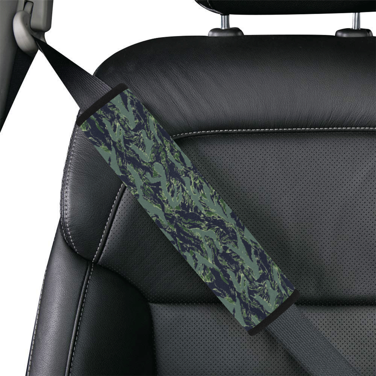 Jungle Tiger Stripe Green Camouflage Car Seat Belt Cover 7''x12.6''