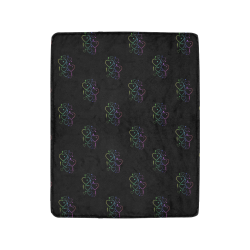 Rainbow Love Hearts & Streamers on Black Ultra-Soft Micro Fleece Blanket 40"x50"