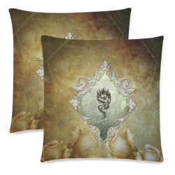 Awesome tribal dragon Custom Zippered Pillow Cases 18"x 18" (Twin Sides) (Set of 2)