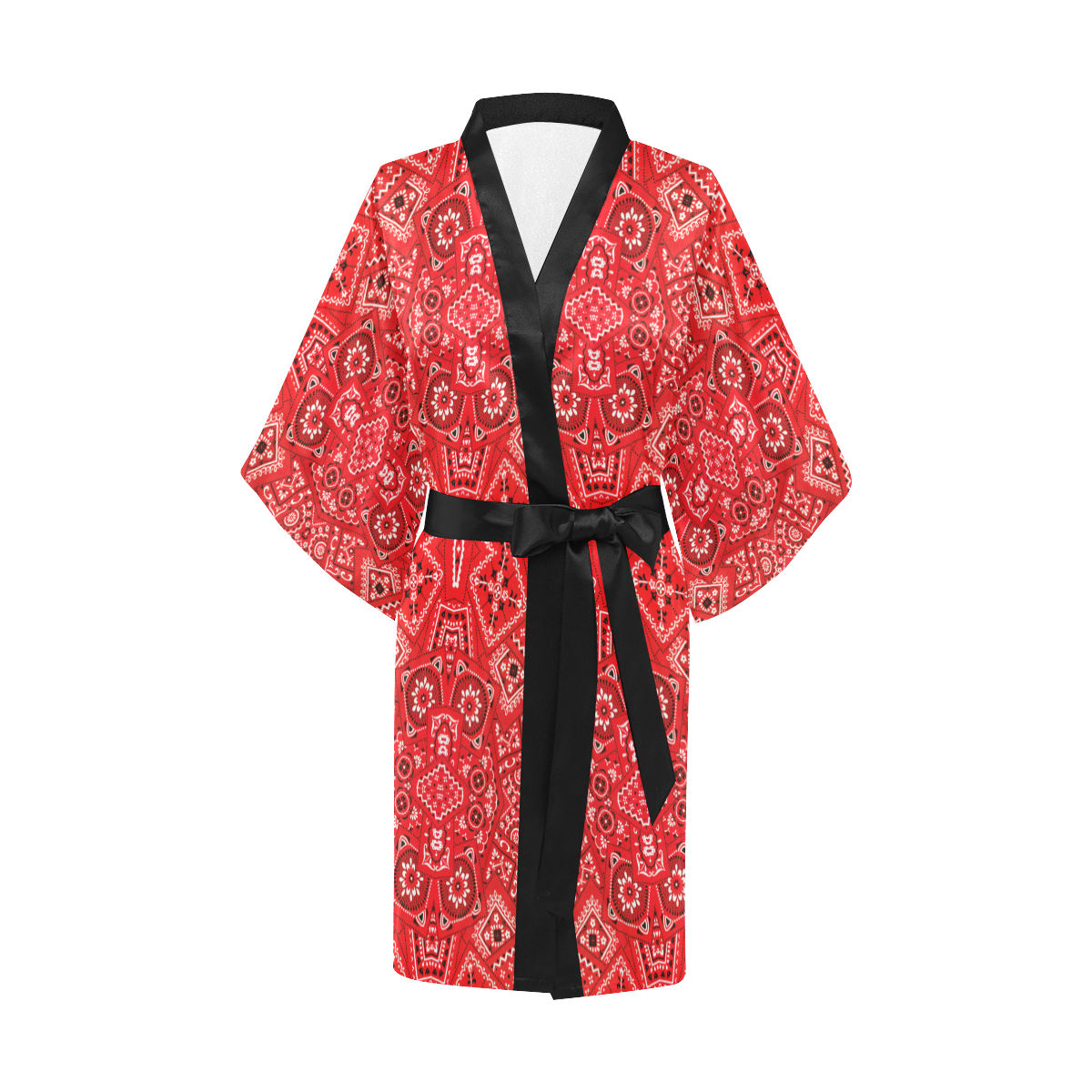 Bandana Squares Pattern Kimono Robe