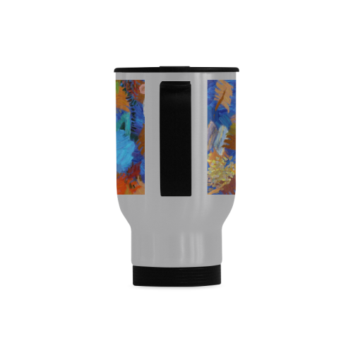 Colorful paint strokes Travel Mug (Silver) (14 Oz)