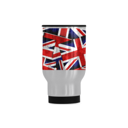 Union Jack British UK Flag Travel Mug (Silver) (14 Oz)