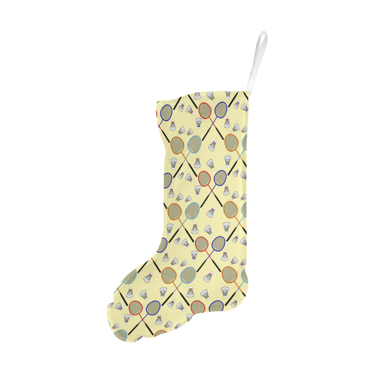Badminton Rackets and Shuttlecocks Pattern Sports Yellow Christmas Stocking (Without Folded Top)
