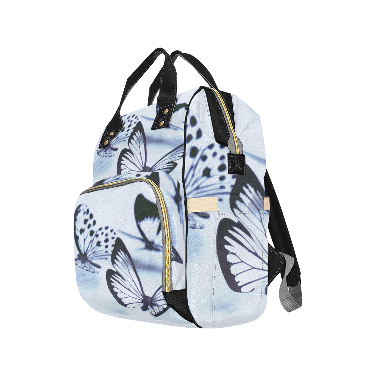 Blue Butterflies Multi-Function Diaper Backpack/Diaper Bag (Model 1688)