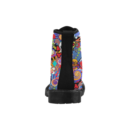 Sugar Skull Pop Art Colorful Print Martin Boots for Women (Black) (Model 1203H)