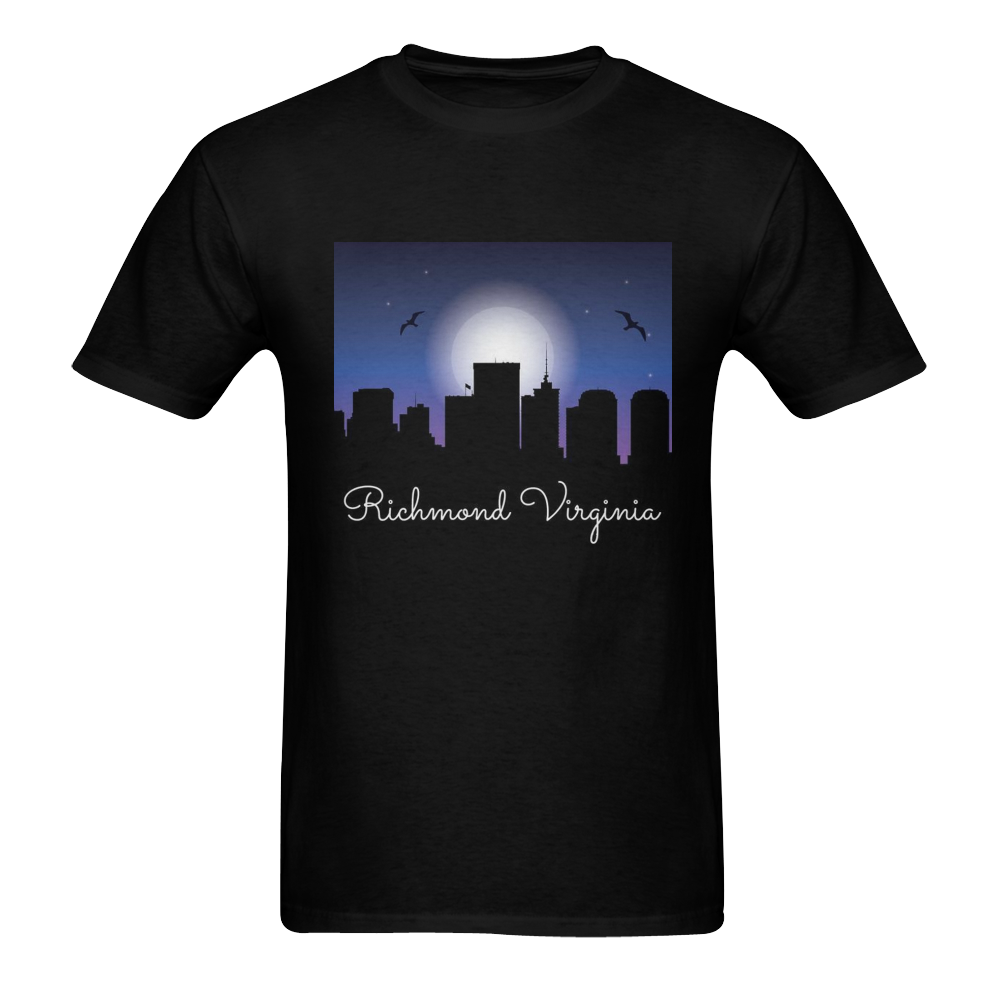 Richmond Virginia Night Skyline Men's T-Shirt in USA Size (Two Sides Printing)