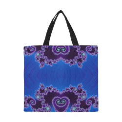 Blue Hearts and Lace Fractal Abstract 2 All Over Print Canvas Tote Bag/Large (Model 1699)