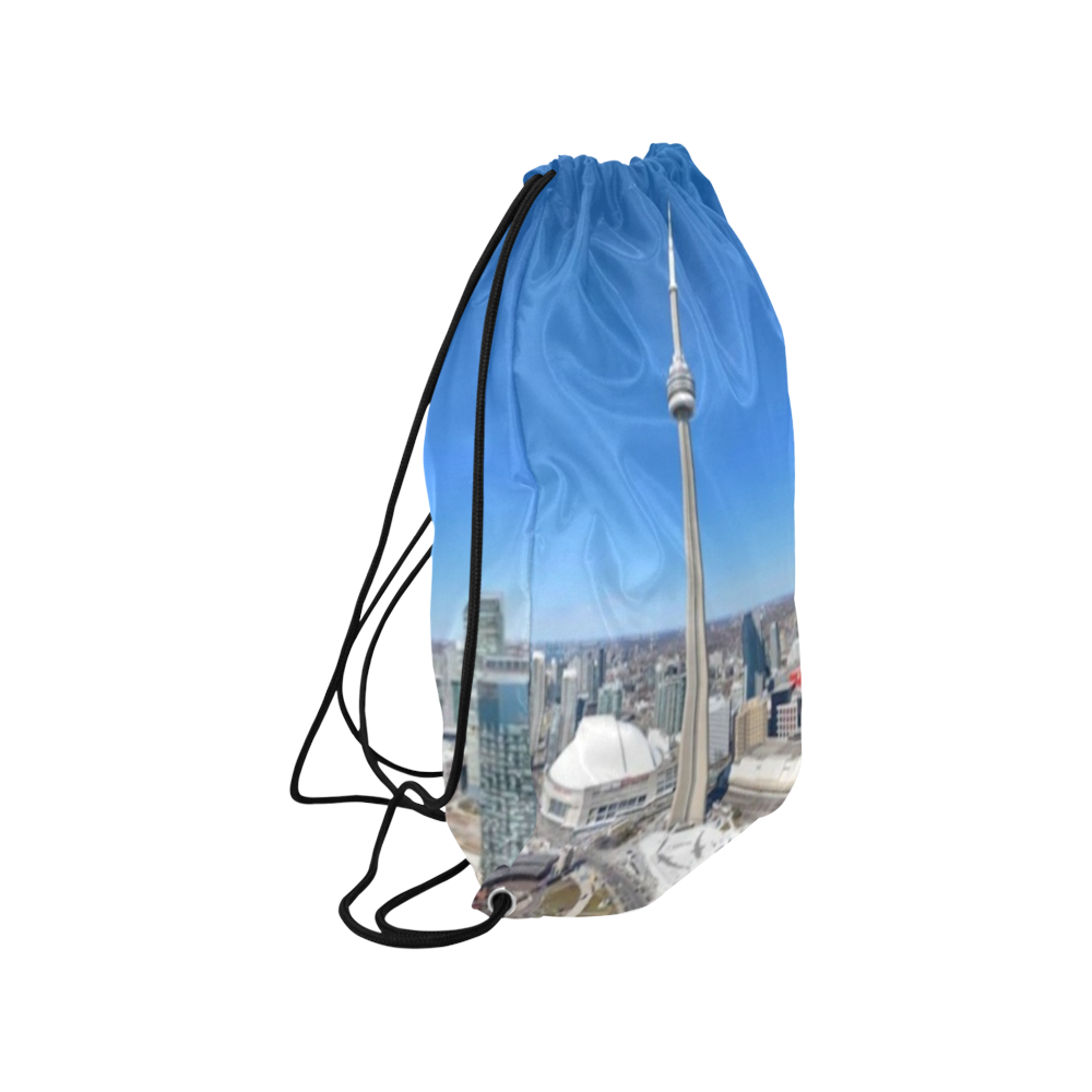 CN Tower Toronto Small Drawstring Bag Model 1604 (Twin Sides) 11"(W) * 17.7"(H)