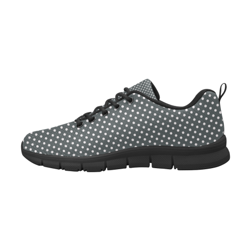 Silver polka dots Women's Breathable Running Shoes/Large (Model 055)
