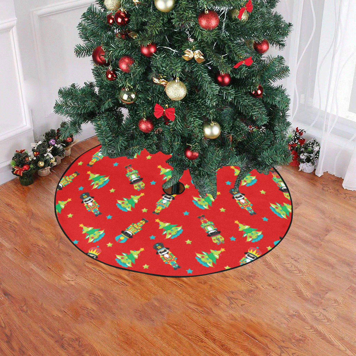 Pug Nutcracker Christmas Tree Skirt 47" x 47"