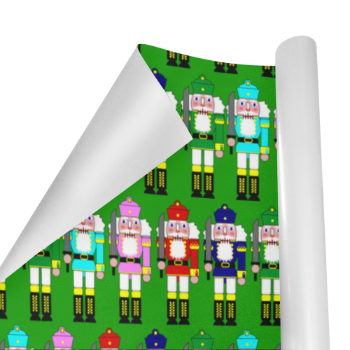 Christmas Nutcracker Toy Soldiers on Green Gift Wrapping Paper 58"x 23" (1 Roll)