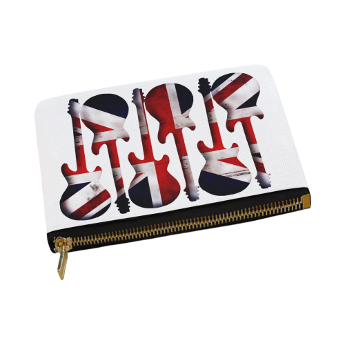 Union Jack British UK Flag Guitars White Carry-All Pouch 12.5''x8.5''