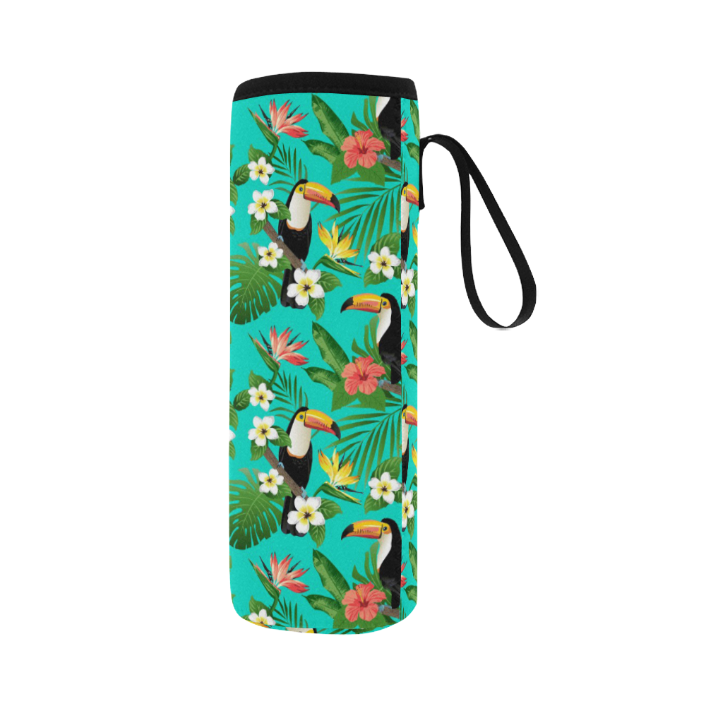 Tropical Summer Toucan Pattern Neoprene Water Bottle Pouch/Large