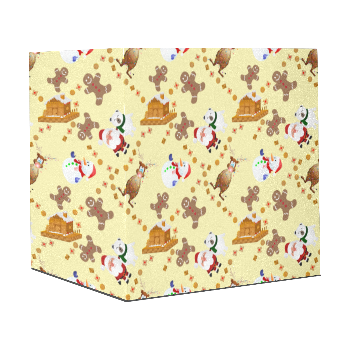 Christmas Gingerbread Snowman and Santa Claus Yellow Gift Wrapping Paper 58"x 23" (5 Rolls)