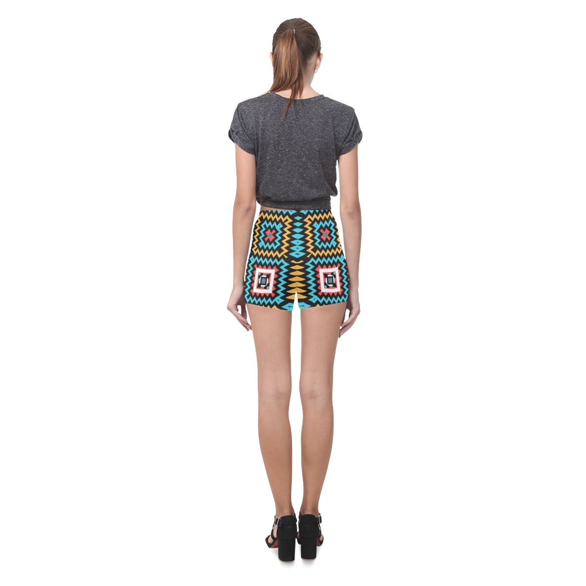 Shapes on a black background Briseis Skinny Shorts (Model L04)