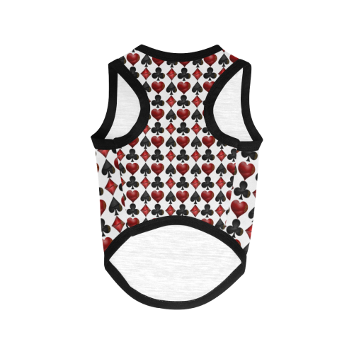 Las Vegas Black and Red Casino Poker Card Shapes on White All Over Print Pet Tank Top