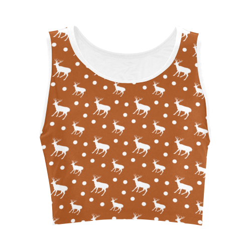 deer dots orange Women's Crop Top (Model T42)