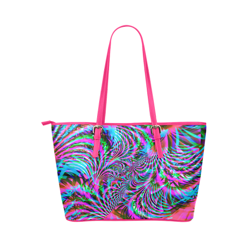 EDM Fractal Burst Leather Tote Bag/Small (Model 1651)