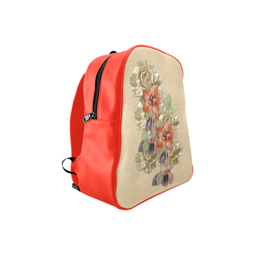 leather flower art School Backpack (Model 1601)(Medium)