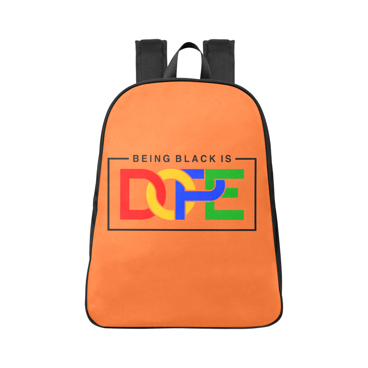 Being Black Is Dope Orange Fabric School Backpack (Model 1682) (Large)