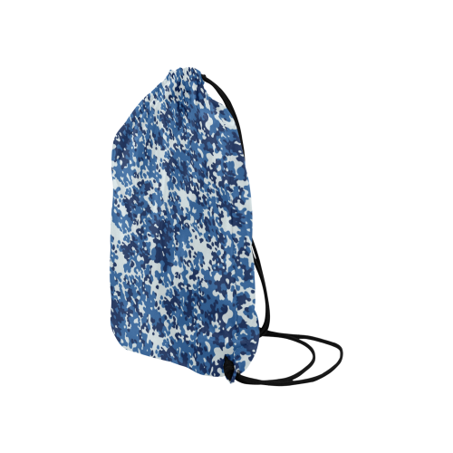 Digital Blue Camouflage Small Drawstring Bag Model 1604 (Twin Sides) 11"(W) * 17.7"(H)