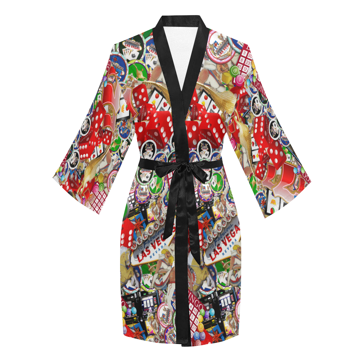 Gamblers Delight - Las Vegas Icons Long Sleeve Kimono Robe