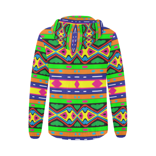Distorted colorful shapes and stripes All Over Print Full Zip Hoodie for Women (Model H14)