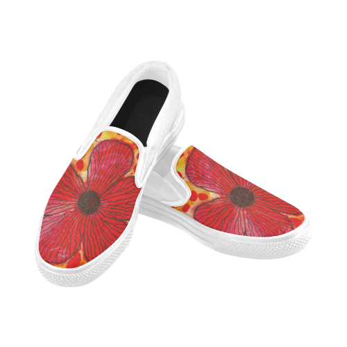 flowers splatter canvas slip on Women's Unusual Slip-on Canvas Shoes (Model 019)