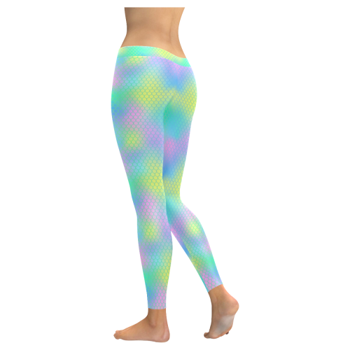 Neon Mermaid Women's Low Rise Leggings (Invisible Stitch) (Model L05)