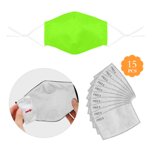 color chartreuse 3D Mouth Mask with Drawstring (15 Filters Included) (Model M04) (Non-medical Products)