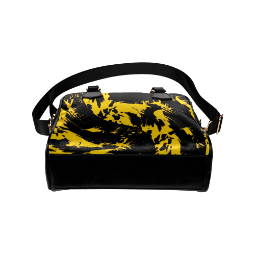 Black and Yellow Paint Splatter Shoulder Handbag (Model 1634)