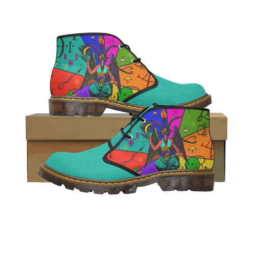 Awesome Baphomet Popart Men's Canvas Chukka Boots (Model 2402-1)