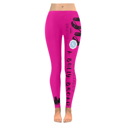 BBO Leggings with Bullys Pink/Blk Women's Low Rise Leggings (Invisible Stitch) (Model L05)