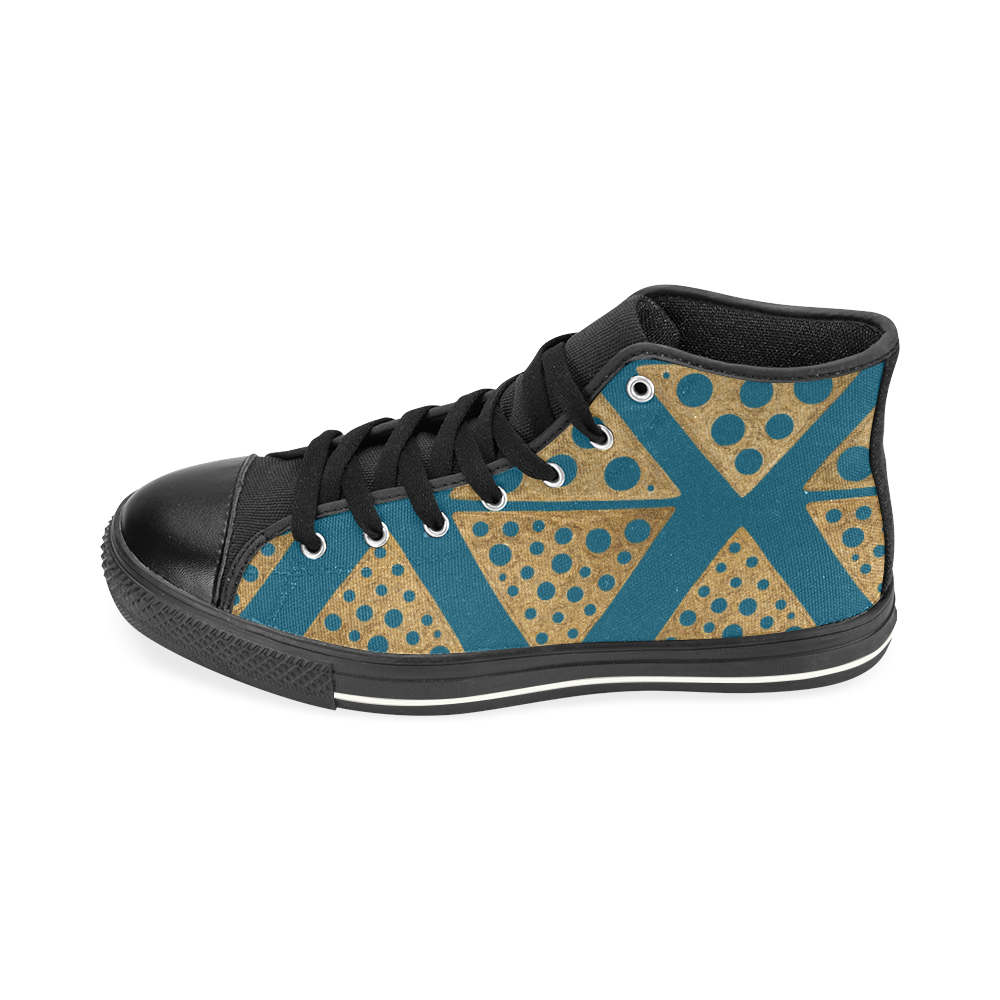 high design women shoes - with gold High Top Canvas Women's Shoes/Large Size (Model 017)