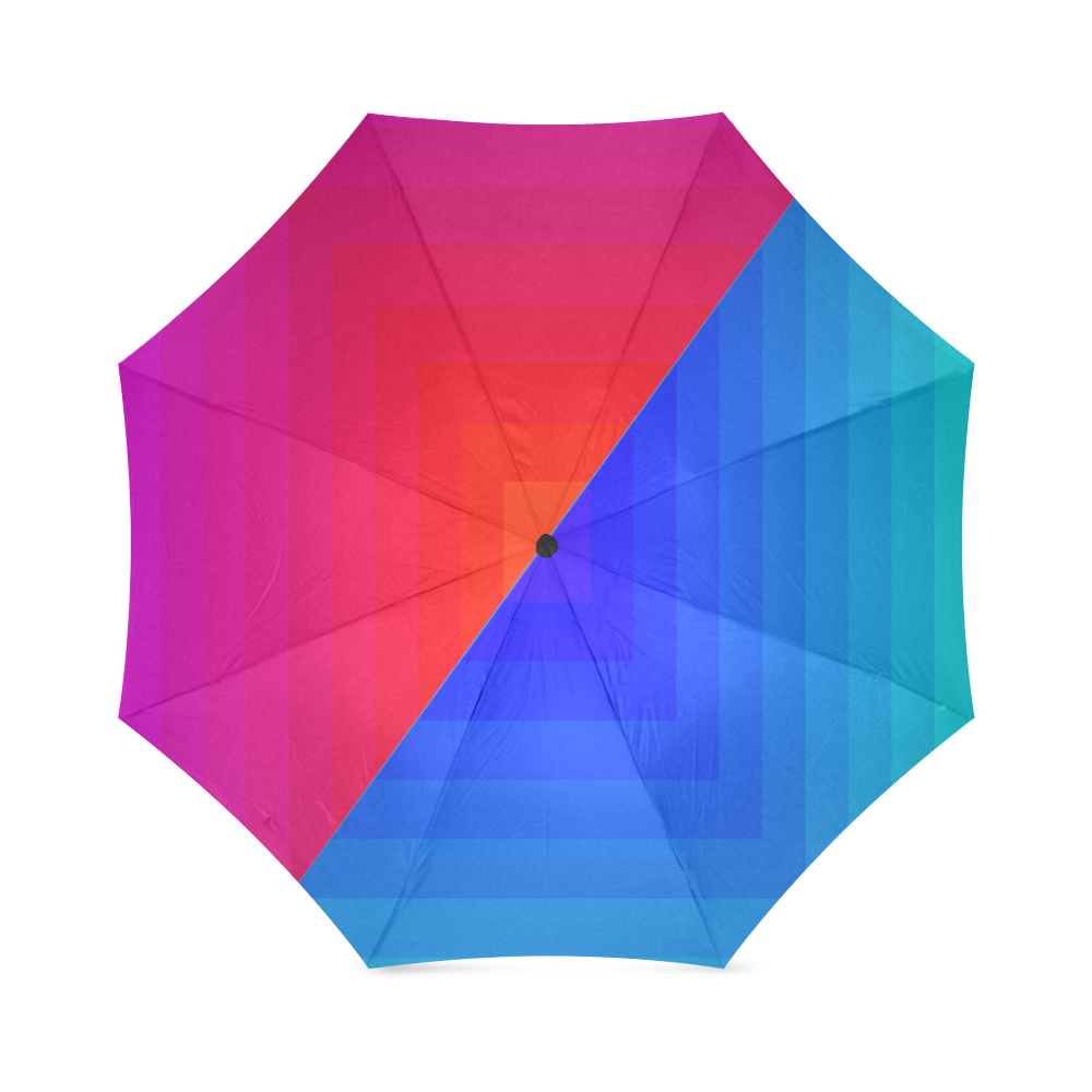 Pink red and blue multiple squares Foldable Umbrella (Model U01)