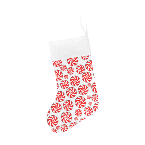 Christmas Peppermint Candy on White Christmas Stocking