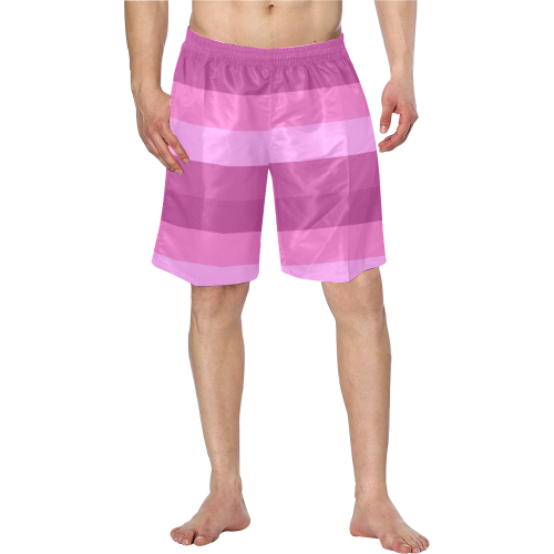 Shades Of Pink Stripes Men's Swim Trunk/Large Size (Model L21)