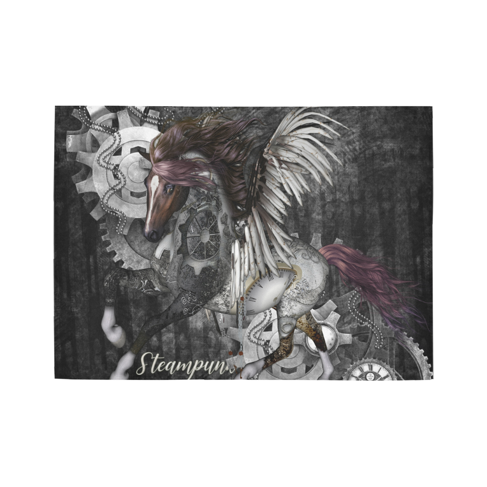 Aweswome steampunk horse with wings Area Rug7'x5'